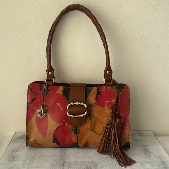Patricia Nash Violina Floral Leather Handbag 15th Anniversary Tag Tassel Spring - Picture 5 of 10